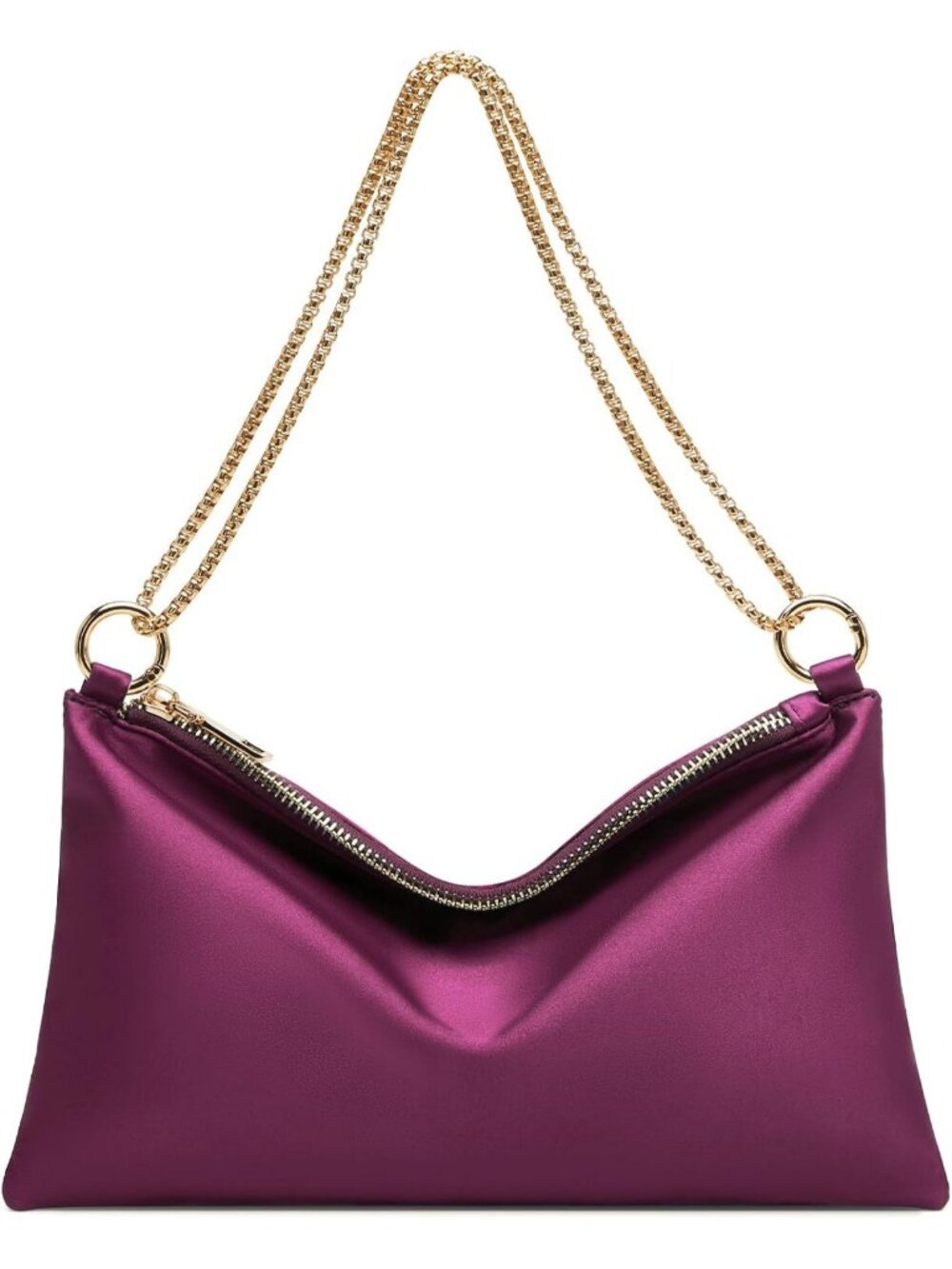 Women's Burgundy Satin Purse Prom Wedding Cocktail Evening Shoulder Bag